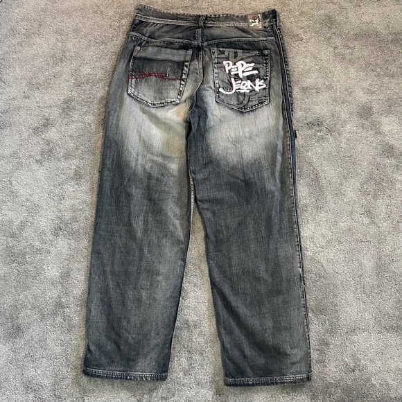 Pepe Jeans Other - Y2K Pepe Jeans Jeans Mens 34 (fit 38x33) Faded Black Embroidery Baggy Wide Leg